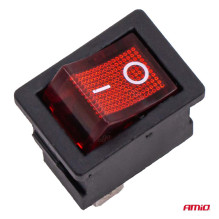 Rocker switch with red illumination 6A 250V AMIO-04439