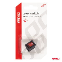 Rocker switch with red illumination 20A 12V 24V AMIO-04440