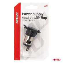 Additional power socket with flap 250W 12V 24V AMIO-04434