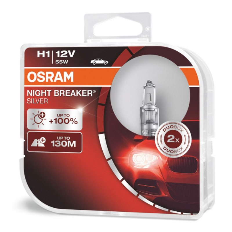Osram H1 12V 55W P14.5s halogeninės lemputės NIGHT BREAKER SILVER +100% / 2 vnt. /