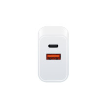 Įkroviklis - LINDY 30W USB Type A ir C Įkroviklis, Dvigubas Prievadas, PD Kompaktiškas Dizainas, Baltas