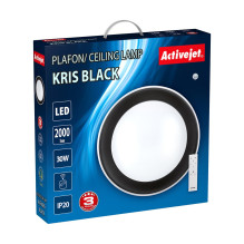 Modern LED dimmable ceiling plafond Activejet KRIS Black wireless control by remote