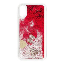 Guess Apple iPhone X / XS Glitter Hearts Case Rapsberry