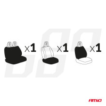 Pokrowce samochodowe na fotele uniwersalne zestaw przód do samochodów dostawczych SC01 AMIO-04601