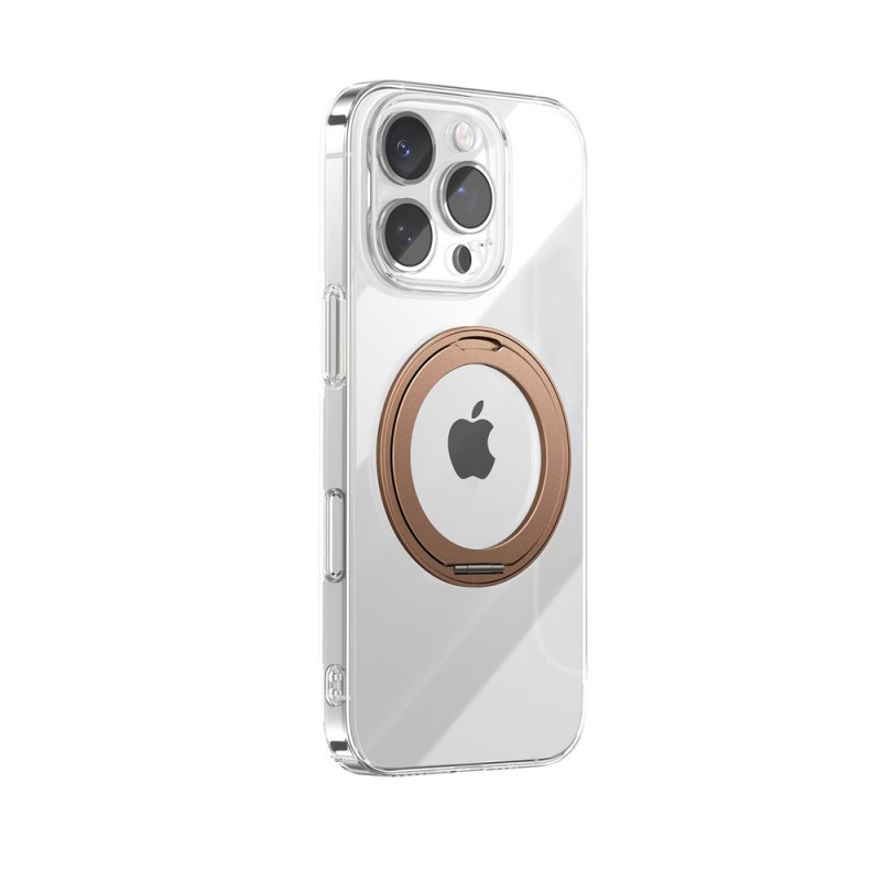 Joyroom JR-16JL6 iPhone 16 Pro Ultra-Thin MagSafe Compatible Case with 360° Ring Stand - Gold