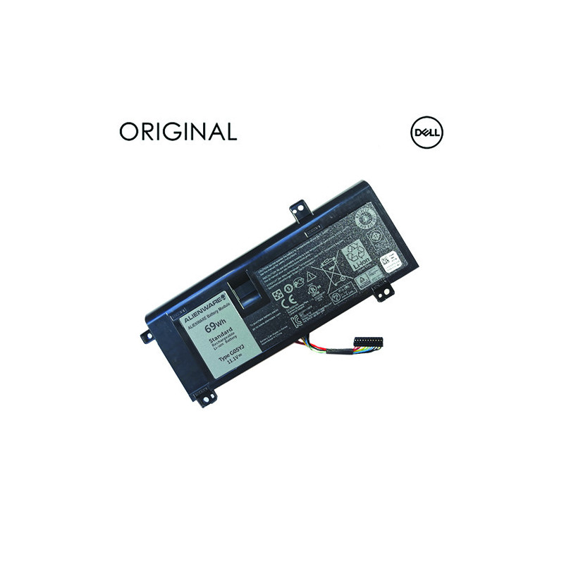 Replacement computer battery DELL 8X70T, 6216mAh, Original