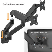 Dual 17'-32' Monitor Spring Wall Mount, Black