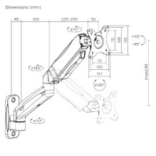 17'-32' monitor spring wall mount, black