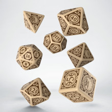 Steampunk Clockwork Dice Set Beige and Brown
