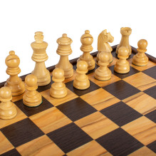 Manopoulos Olive Burl Chess Set 27x27cm With Staunton Chess Pieces