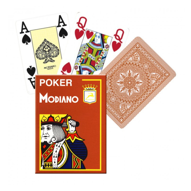 Poker 4 Jumbo Index Modiano Žaidimų Kortos (Rudos)