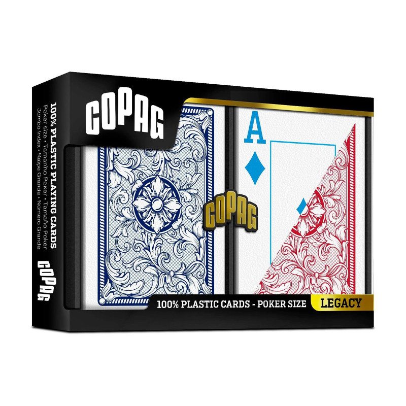 Copag Legacy 4 Colors Poker Size Playing Cards Double Deck (Red Blue)