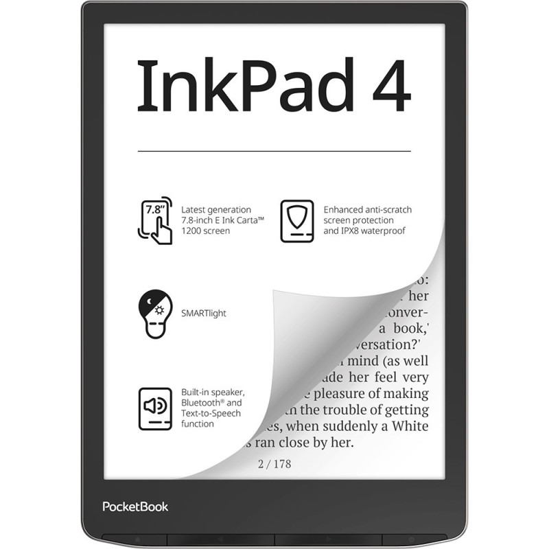 E-knygų Skaityklė - PocketBook InkPad 4, Lietimui Jautrus Ekranas, 32 GB, Juoda, Sidabrinė