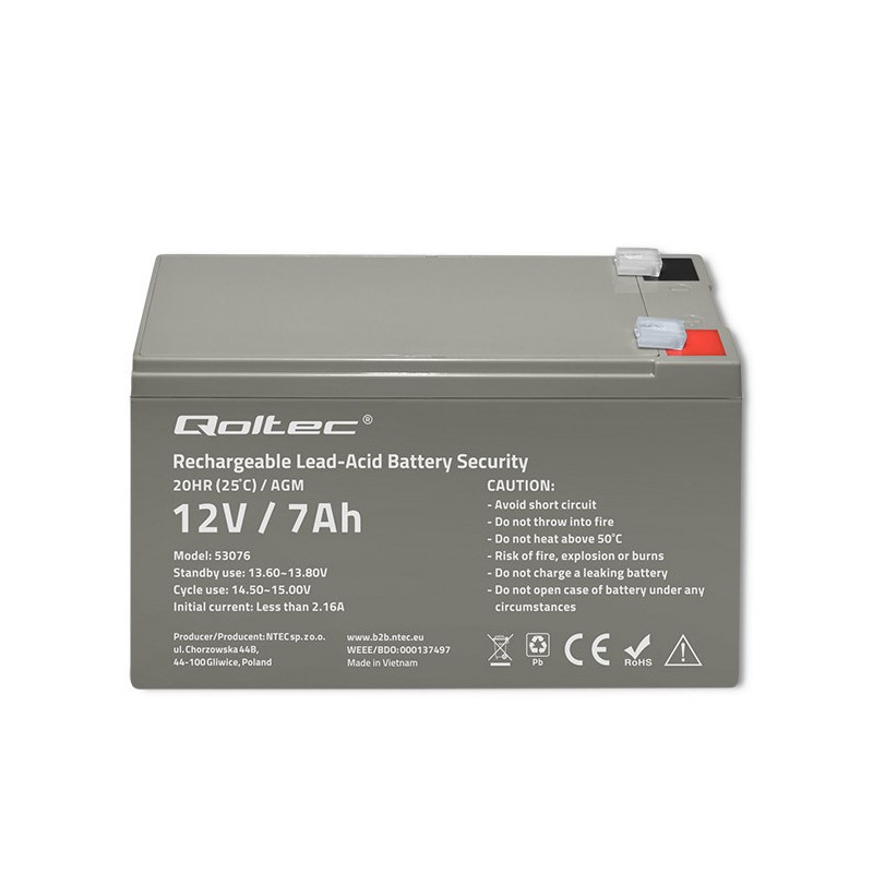 AGM Battery - Qoltec 53076 12V 7Ah 105A