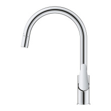 Kitchen Faucet - GROHE Baucurve Single Lever with Pull-out Spout and 360° Swivel Chrome