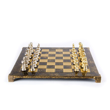 Manopoulos Classic Metal Staunton Chess Set with 44cm Chessboard