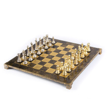 Manopoulos Classic Metal Staunton Chess Set with 44cm Chessboard