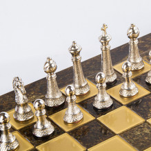 Manopoulos Classic Metal Staunton Chess Set with 44cm Chessboard