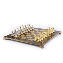 Manopoulos Classic Metal Staunton Chess Set with 44cm Chessboard