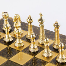 Manopoulos Classic Metal Staunton Chess Set with 44cm Chessboard