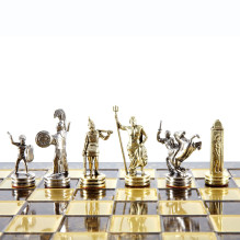 Manopoulos 'Greek Mythology' Metal Chess Set With 36cm Board