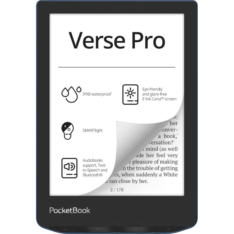 E-knygų Skaityklė - PocketBook Verse Pro, 16 GB, Wi-Fi, Juoda, Mėlyna