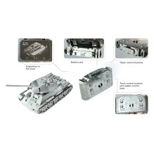 Model Tank - T-34 Stainless Steel 351 Parts Remote Control 360° Turret Rotation