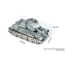 Model Tank - T-34 Stainless Steel 351 Parts Remote Control 360° Turret Rotation