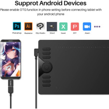 Graphics Tablet - HUION HS610 254x158.8mm, 8192 Pressure Levels, 12 Hotkeys