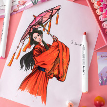 Double-sided markers - felt-tip pens ARRTX Alp (24 colors, shades of red)