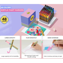 Akrilo žymeklio rašiklis - ARRTX 48 spalvų 3mm antgalis vandeniui atsparus