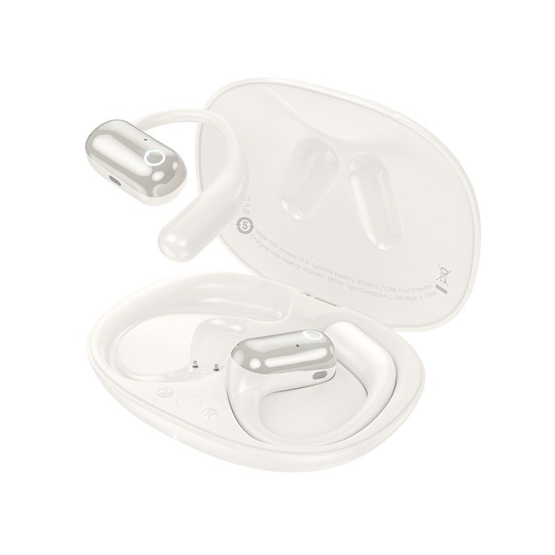 Wireless Headphones - Hoco EA6 Bluetooth 5.4, Open Ears, 6h Battery Life, White