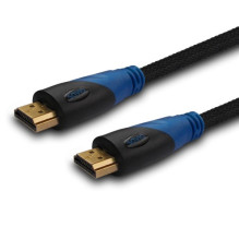 HDMI Laidas - Savio CL-02 1.5m 4096x2160 Aukso Danga Nailonas Juodas, Mėlynas