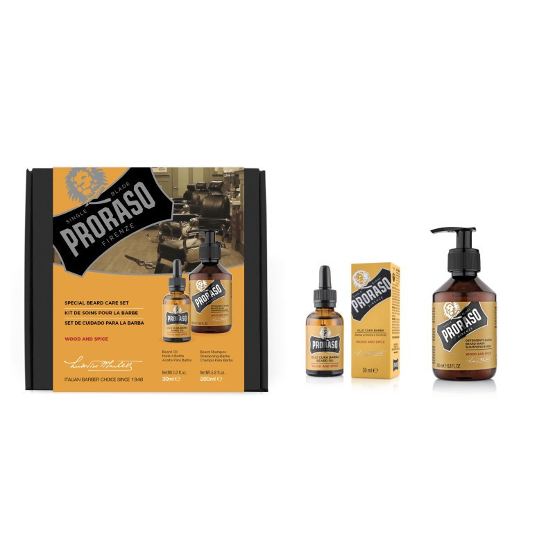 Duo Pack Wood Spice Beard Oil Shampoo Beard care set, 1 pc.