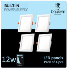 4 kvadratinių LED panelių rinkinys, 12W 4000K, 168x168x29, su integruotu maitinimo šaltiniu