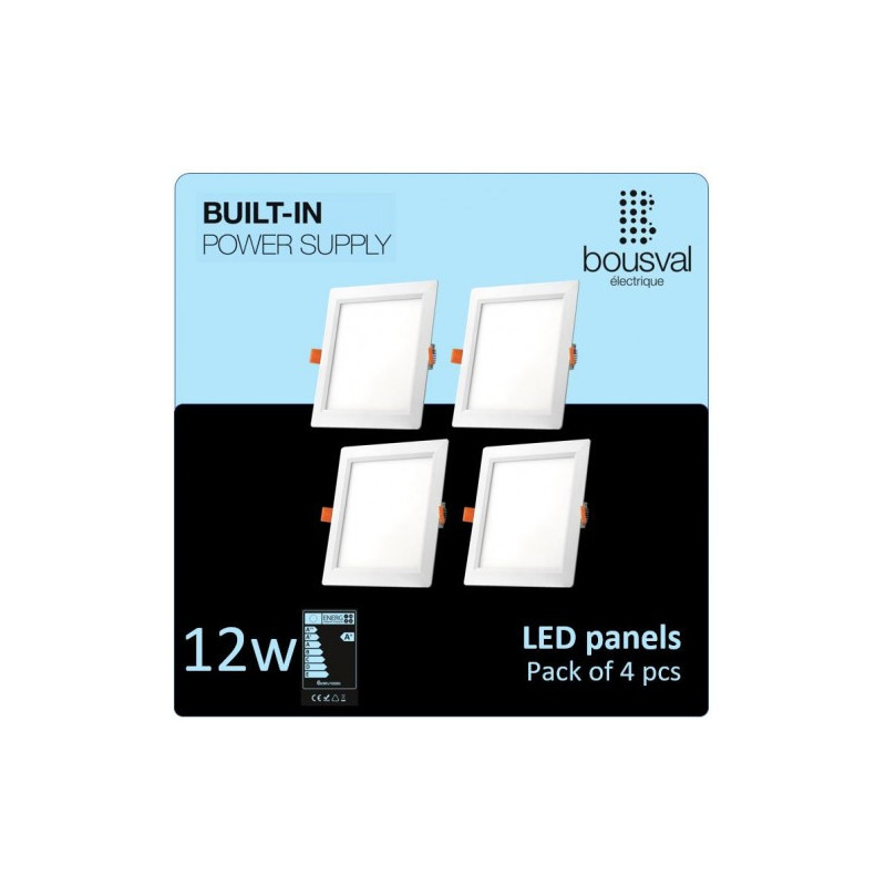 Set of 4 square LED panel 12W 3000K 168x168x29 with built-in power supply