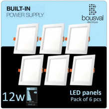 6 kvadratinių LED panelių rinkinys 12W 3000K 168x168x29 su integruotu maitinimo šaltiniu