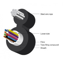 Outdoor 12 Fiber Optic Cable with Rope / Figure 8 / SM