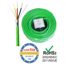 Cable 2x2x0.8 shielded, Green, Cable - For Alarm and Smart Home