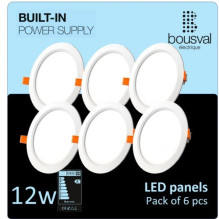 6 apvalių LED panelių rinkinys, 12W 3000K 168x29 su integruotu maitinimo šaltiniu
