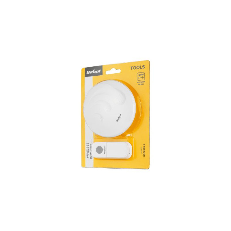 Wireless doorbell - round, Remote control range: Max 80 m