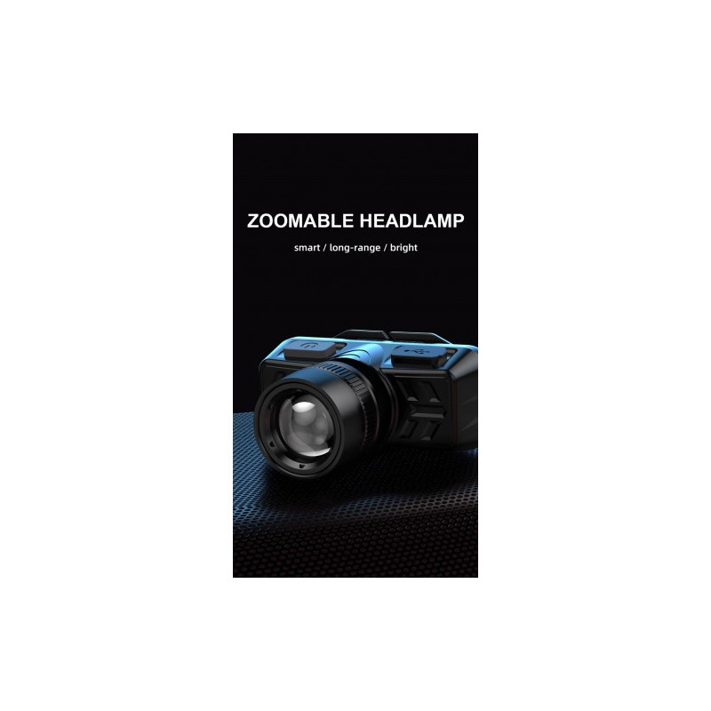 Įkraunamas SUPFIRE galvos žibintas, priartinimas iki 200 m, 1200 mAh baterija, USB, 150 lm, IP32