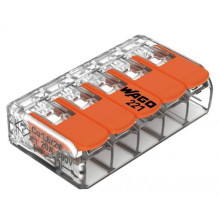 5 kontaktų gnybtas 221-415, 25 vnt. Plonos gyslos laidininkas: 0,14 4 mm² / 24 12 AWG