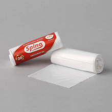 Garbage bags, 15L 45x50cm, white, HDPE, 20pcs per roll.