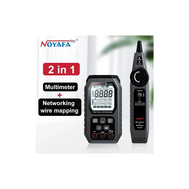 Cable locator, PoE and Multitester (V, ?), LCD display, Lithium battery