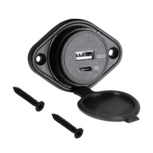 USB ir USB C tipo automobilinis įkroviklis su greito įkrovimo ir maitinimo tiekimo funkcijomis