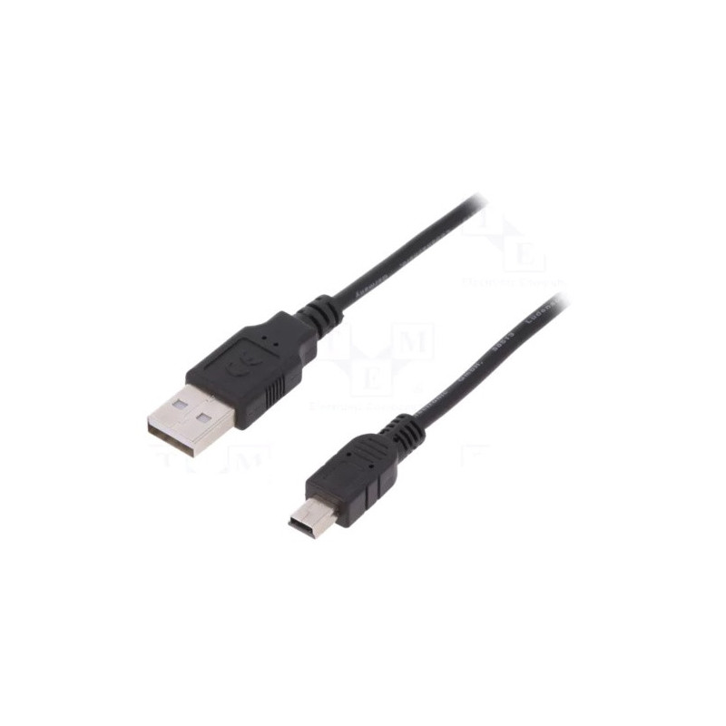 DIGITUS USB 2.0 laidas – USB A į Mini USB B, ilgis 3 m