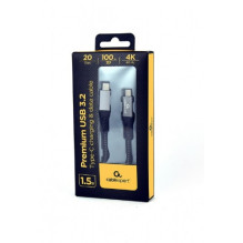 Aukščiausios kokybės USB 3.2 Gen. 2x2 Type-C įkrovimo ir duomenų perdavimo laidas, 20 Gb/s, 100 W, 1,5 m