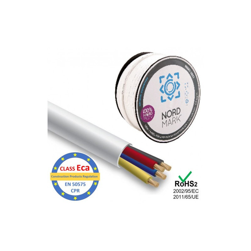 Cable for security and alarm systems, Nordmark, 4 cores, tinned copper / 100m