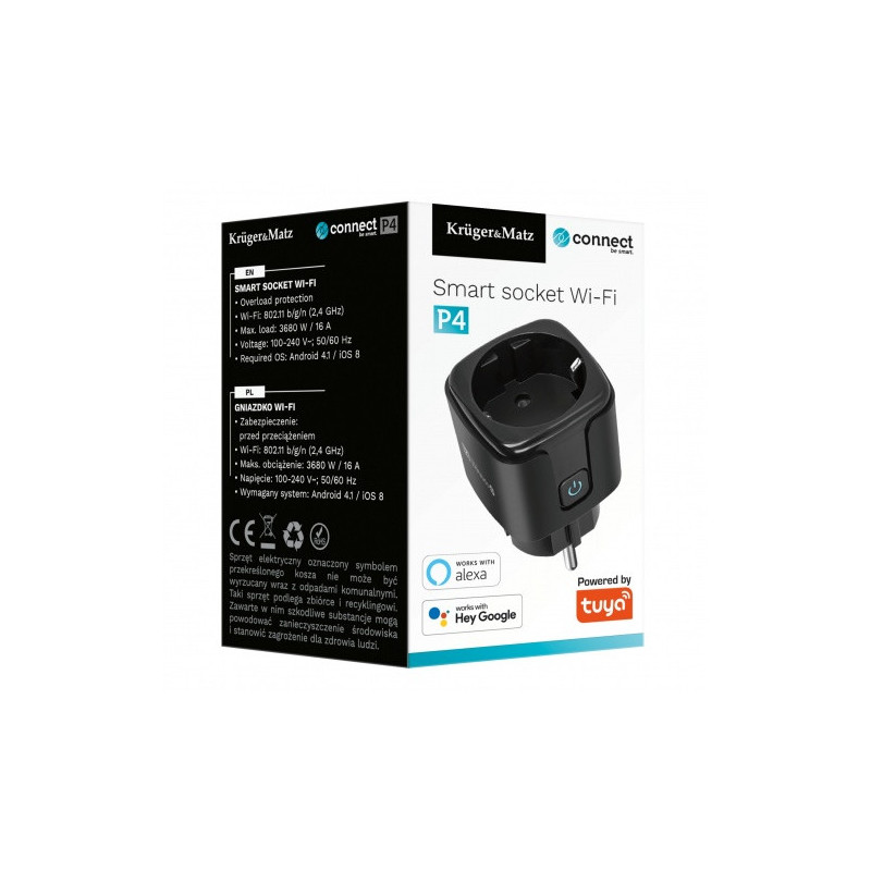 Smart Wi-Fi electricity meter with timer and relay, 3680W, 16 A, Tuya iOS, Android